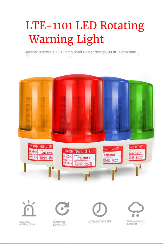 Verschraubtes rotierendes LED-Signal blau gelb grün rot mit/ohne Sprach anzeige Blitz warnleuchte Warnung