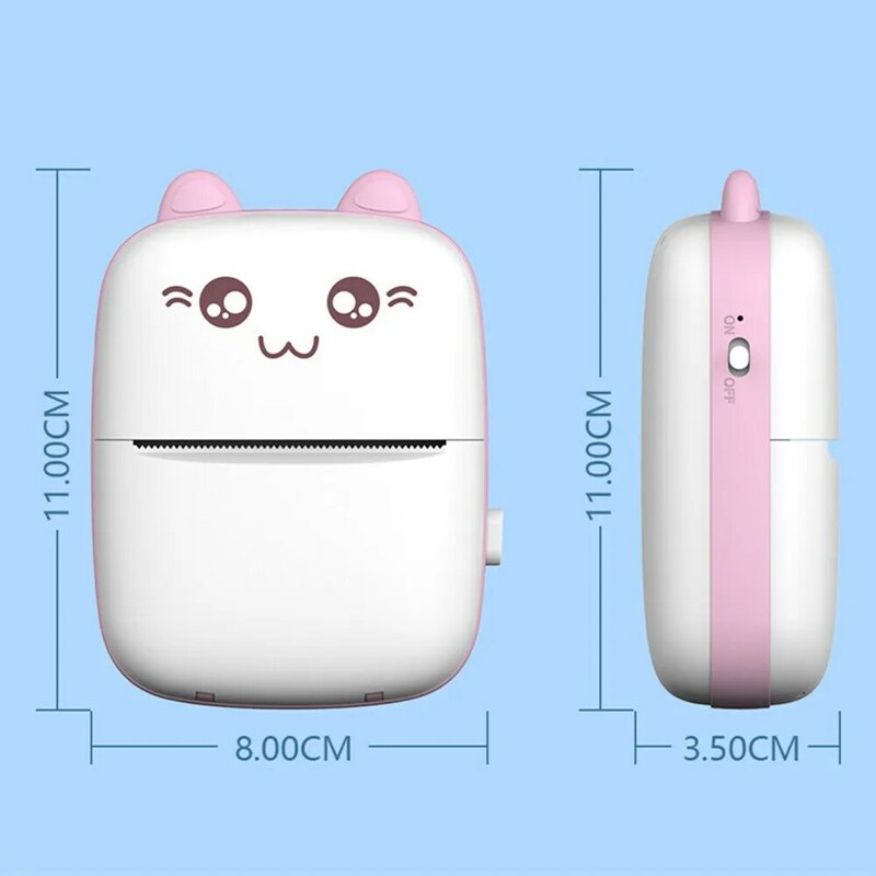 MINI impresora térmica de bolsillo con impresión de gato, impresora de etiquetas de 58mm, inalámbrica, compatible con Bluetooth, impresión Android e IOS