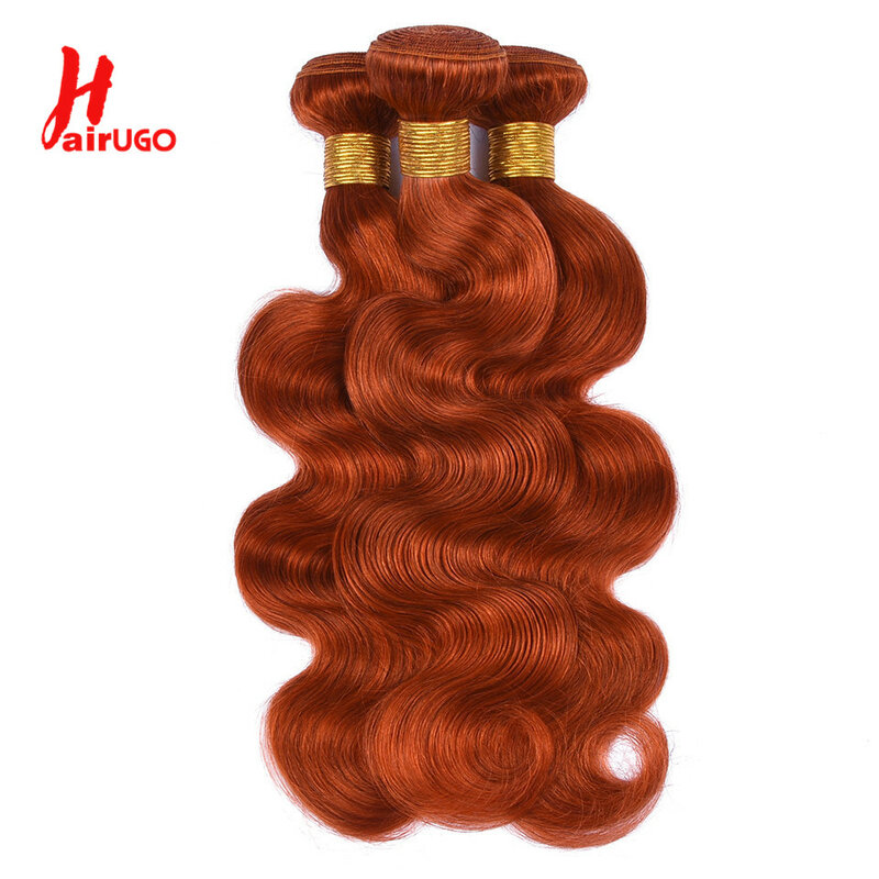HairUGo-Bundles de cheveux bouclés crépus orange, extensions de cheveux humains, tissage de cheveux orange, cheveux brésiliens Remy colorés, vidéo