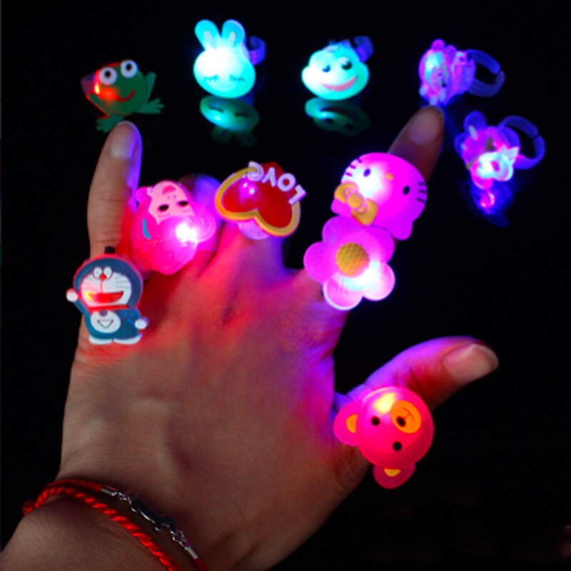 Anillo LED brillante de 50 piezas, accesorio de goma suave con purpurina, color aleatorio, para fiesta, KTV