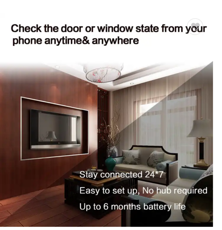 Campainha tuya janela alarme 130db doodle wi fi porta ímã de alarme casa inteligente multifuncional sensor plástico abs segurança governanta