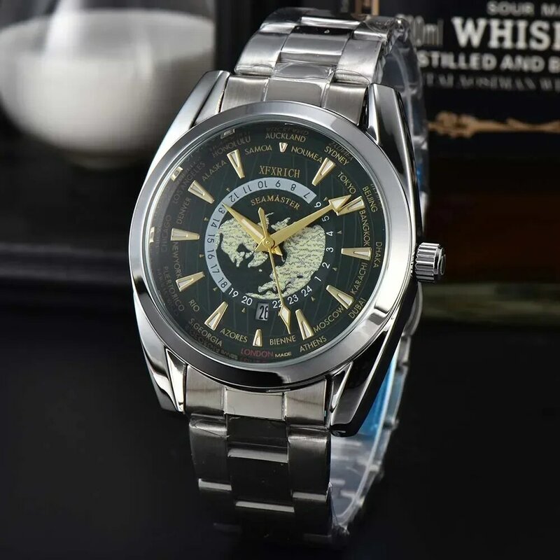 AAA Original Brand Watches For Mens Business Multifunction Full Stainless Steel Automatic Date Watch Classic Sports Quartz Clock