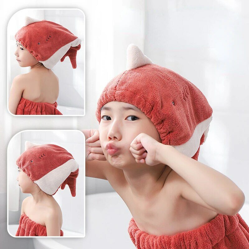 New Shark Dry Hair Cap Soft Microfiber Shower Cap Towel Bath Hats for Women Quick Drying Soft for Kid Turban Head Girl Towel