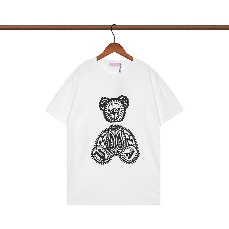 Новинка 2024, брендовая Летняя женская и мужская футболка с милым медведем, брендовая дизайнерская уличная одежда для отдыха
