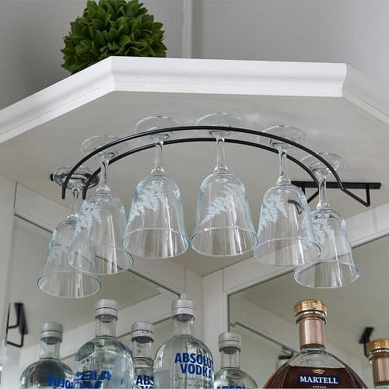 73" Tall Corner Liquor Bar Cabinet Wine Glass Rack Holder Mirror Paneled Large Rustic Bar Hutch Storage Cabinet Living Room