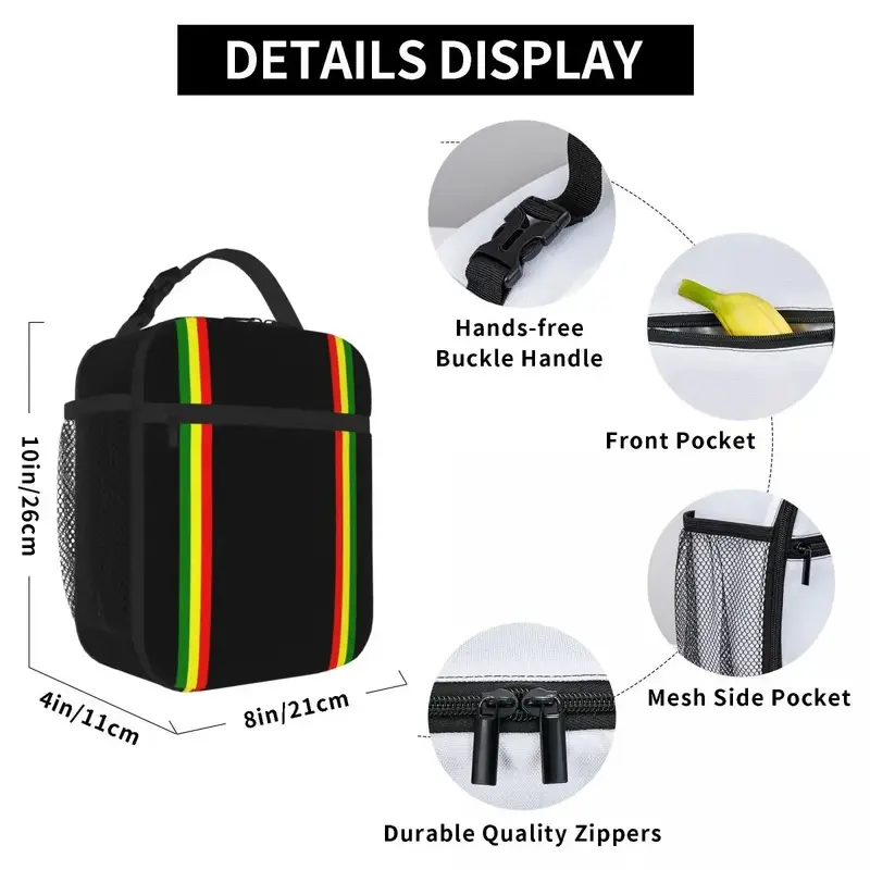 Rustaストライプピクニックサーマルクーラーバッグ、カラーパターン断熱ランチボックス、女性と子供のためのトート、スクールバッグ