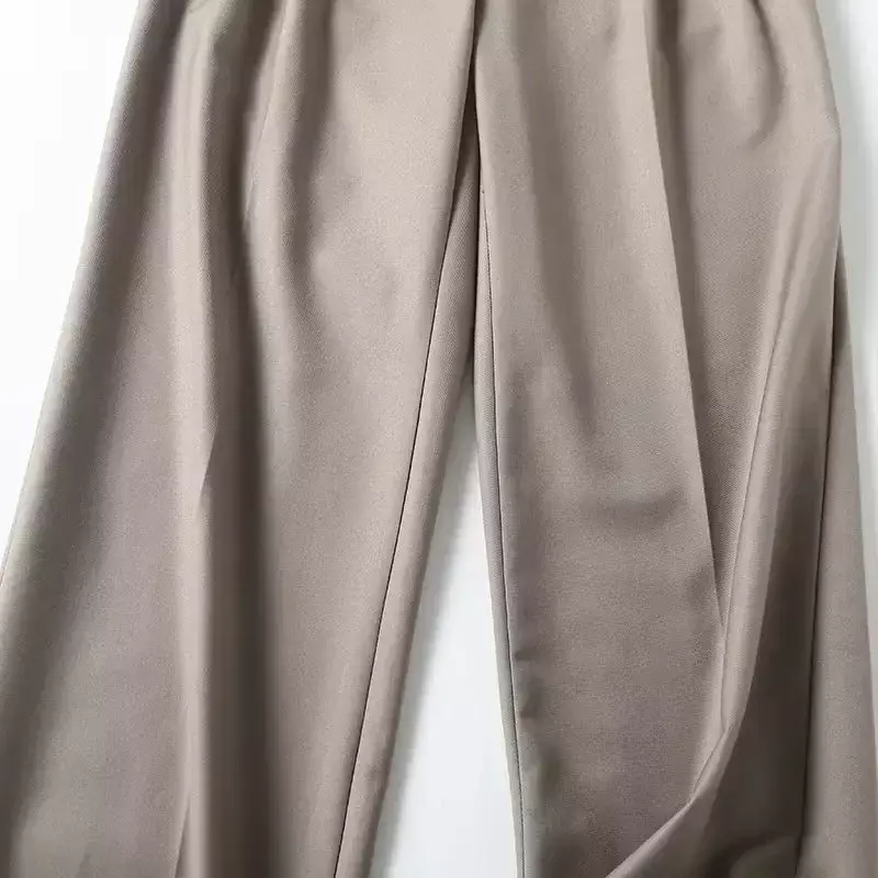 2023 moda damska rekreacyjna ubranie biurowe z klapką dekoracyjne boczna kieszeń proste spodnie Retro wysoki stan spodnie z zamkiem Mujer