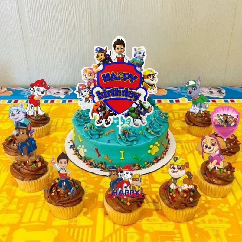 Paw Patrol dekorasi ulang tahun kue pesta selamat ulang tahun dekorasi kue Paw Patrol Toppers untuk pesta ulang tahun perlengkapan mandi bayi