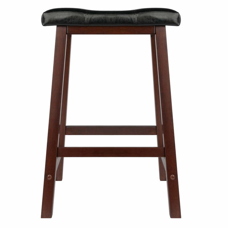 Counter Height Chair Faux Leather Black Barstool Kitchen Bar Stools Saddle Seat