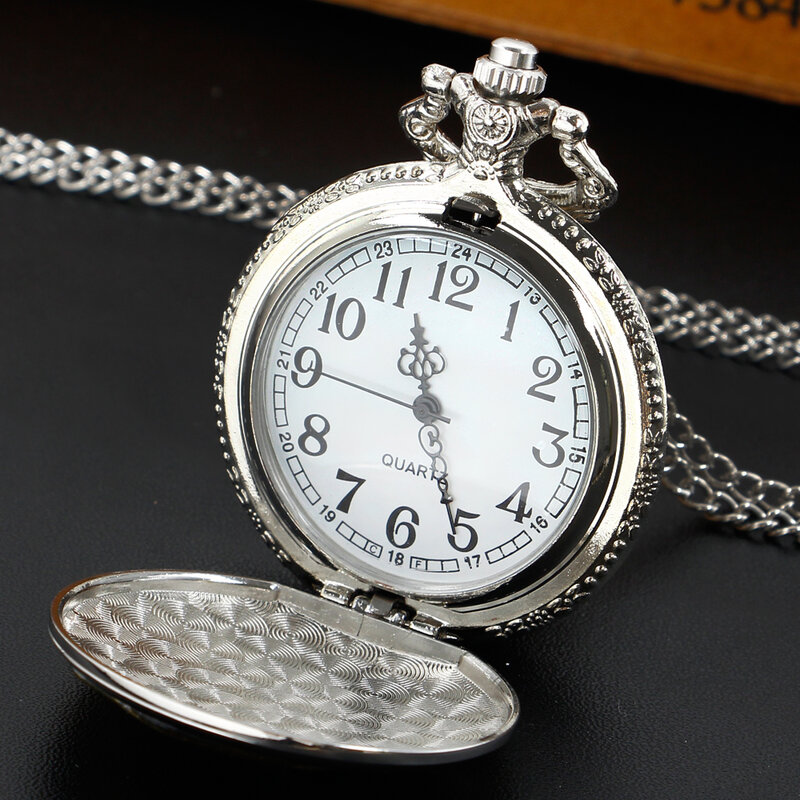 Jam saku Quartz desain memancing unik jam liontin ikan emas Fob pemburu penuh 30cm rantai hadiah saku untuk pria reloj