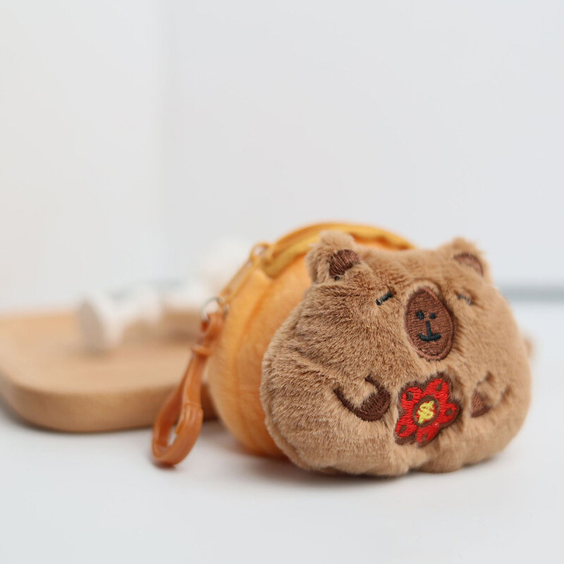 Creative Capybara Kawaii Anime Plush Coin Purse Lovely Cartoon Round Bags Pendant Funny Mini Fashion Headphone Storage Bag