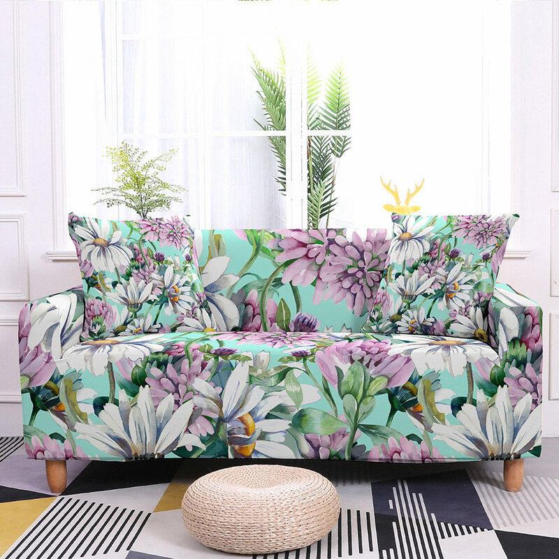 Floral Sofa z nadrukiem Slipcovers elastyczne pokrowce na sofę do salonu Stretch leżanka 1/2/3/4-seat Home Decor Sofa ręcznik
