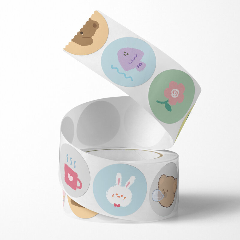 500 sztuk Cute Rabbit Round nagroda 1 cal naklejki papierowe etykiety samoprzylepne dla klasycznej szkoły nauczyciel dzieci zabawki naklejki