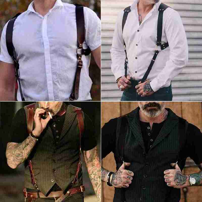 European And American Men Trap Belt Breathable Leather Adjustable Cosplay Performance Bodybuilder New Fashion Strap