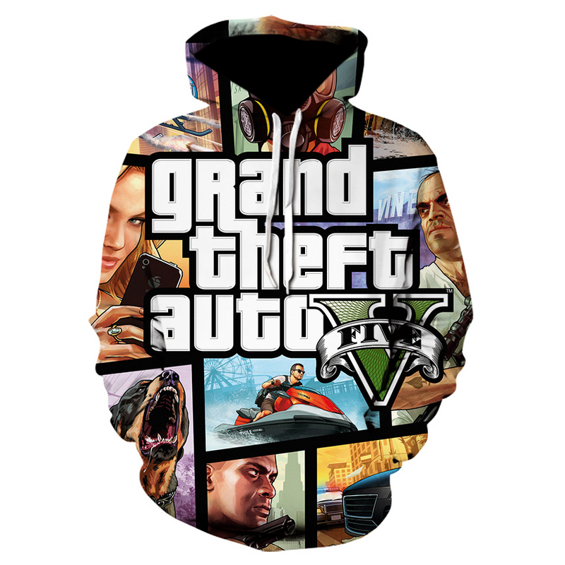 Homens e mulheres Grand Theft Auto 3D jogo de impressão GTA 5 Hoodies, com capuz pulôver extragrande, moletons, moda infantil