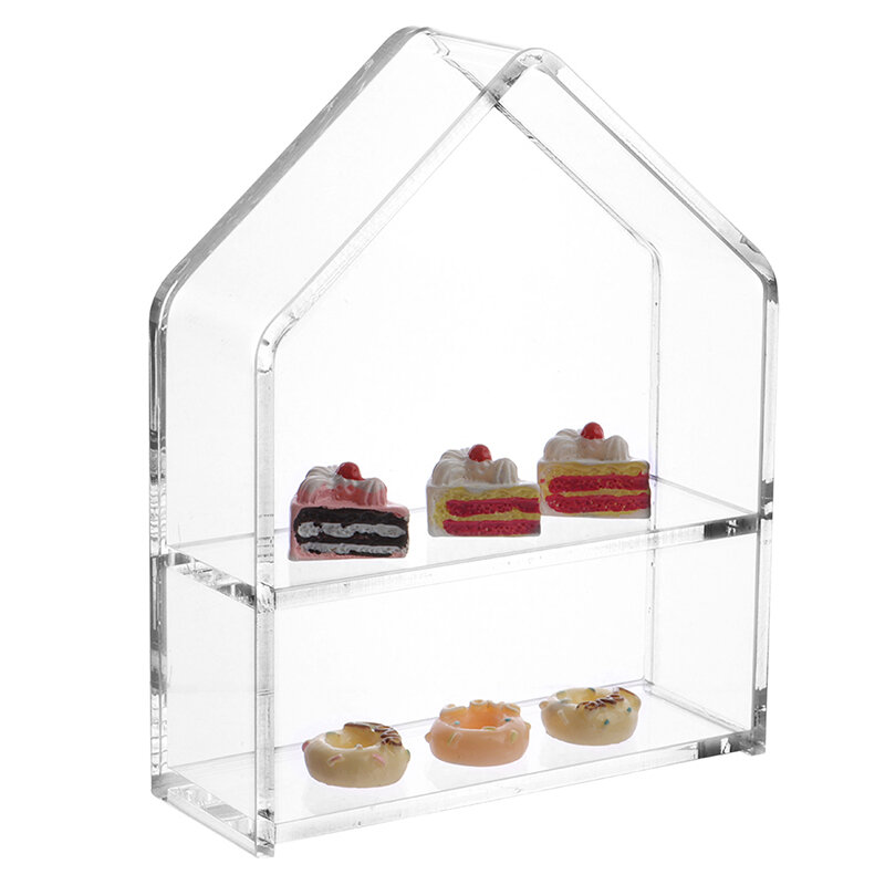 1:12 Dollhouse Display Plank Dessert Cake Rack Showcase Vitrine Model Voor Poppenhuis Decor Kinderen Speelgoed Gift