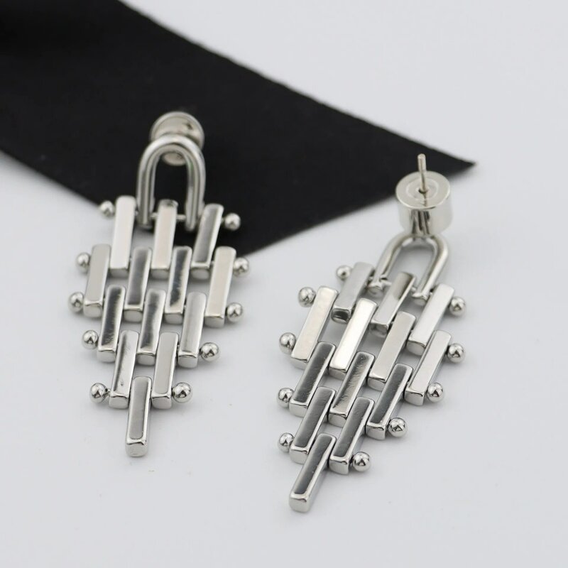 Metalowe fajny styl pozłacane kolczyki w kształcie długa, geometryczna, kolczyki Premium moda atmosfera