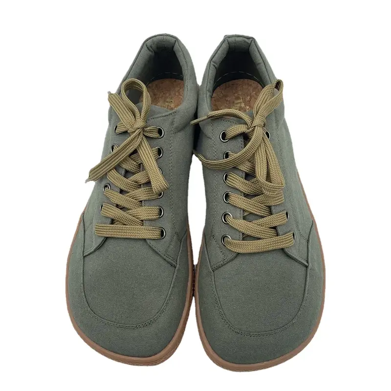 Tipsietoes 2024 Natural 100% Cotton Canvas Barefoot Women Lace Sneaker with Flat Soft Zero Drop Sole Wider Toe Box Light Weight