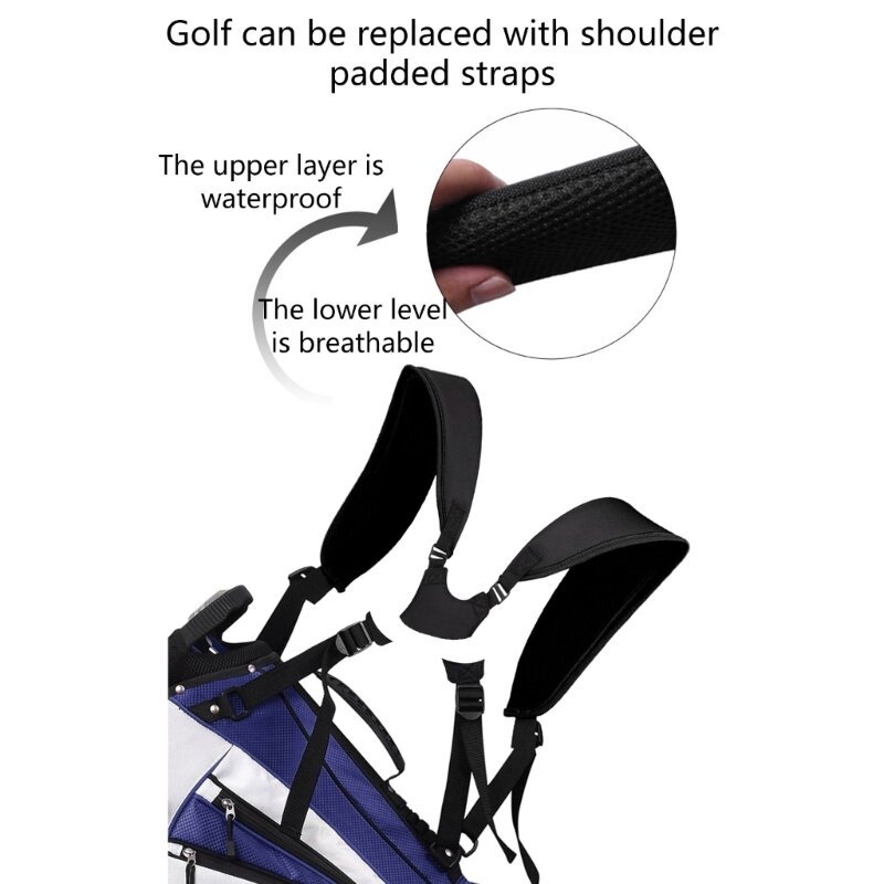 Bolsa Golf, mochila con correas ajustables, correas hombro dobles negras, fácil usar Y1QE