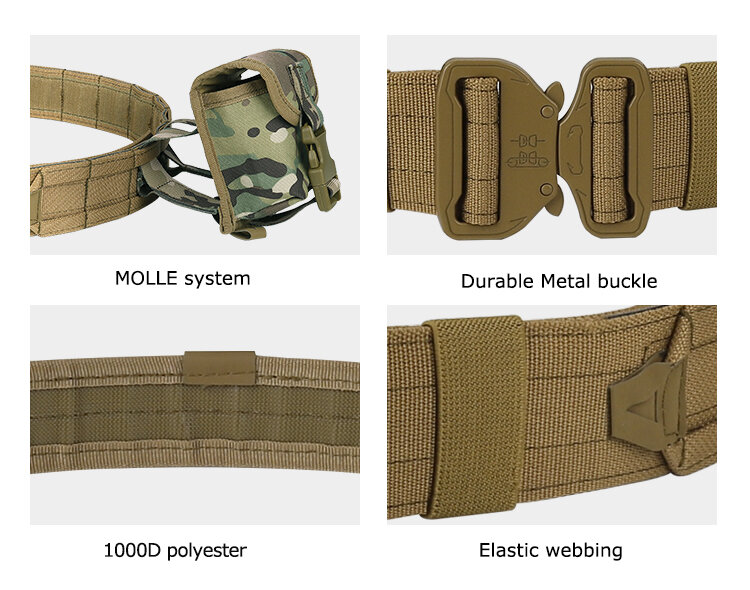 YAKEDA Tactical Waist Bag CS Combat Molle Airsoft Belts 8 in 1 Storage Bag Hiking Military Pouch Padded Belt Hunting Accessories