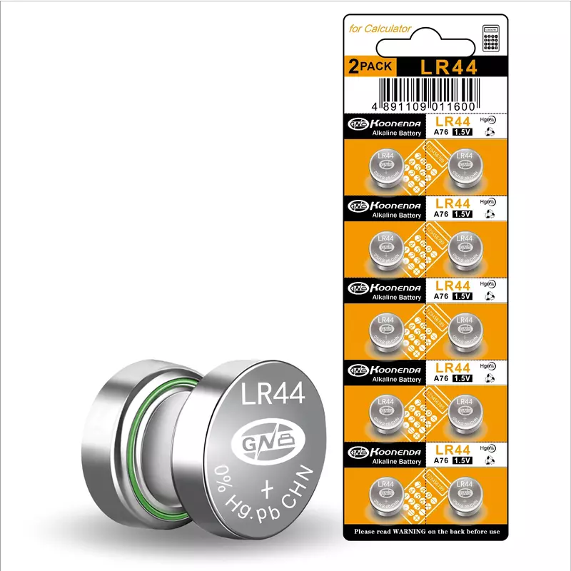 Baterai tombol LR44, AG13/L1154/A76/SR44/357/SR1154W/GP76A universal, cocok untuk jenis tombol jam tangan elektronik, komputer, dll.