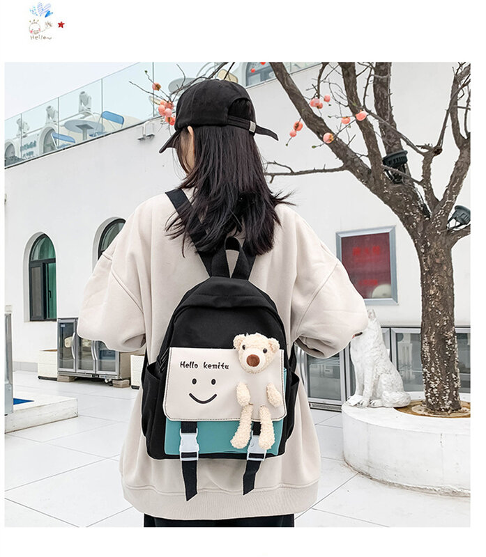 Рюкзак для детского сада с вышивкой и изображением милого медведя