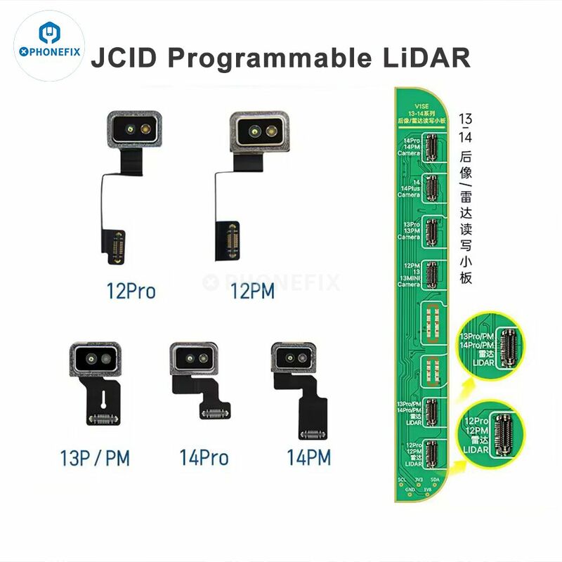 JCID Adaptor membaca dan menulis Radar LiDAR yang dapat diprogram FPC untuk iPhone 12 13 14 Pro Max menyelesaikan masalah yang disebabkan oleh LiDAR tidak asli