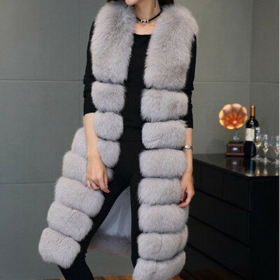 Sprzedaż hurtowa handlu zagranicznego gorąca sprzedaż rozszerzona kamizelka bez rękawów imitacja płaszcz z lisa jesienno-zimowa odzież damska
