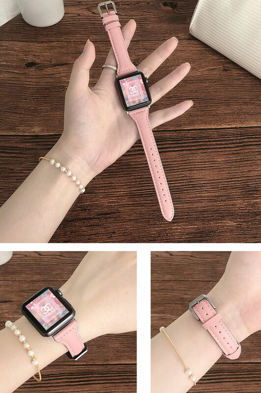 Leder armband für Apple Uhren armband 44mm 40mm 41mm 38mm 45 mm Correas schlanke Armband armbänder iwatch Serie 8 ultra 7 6 5 4 se