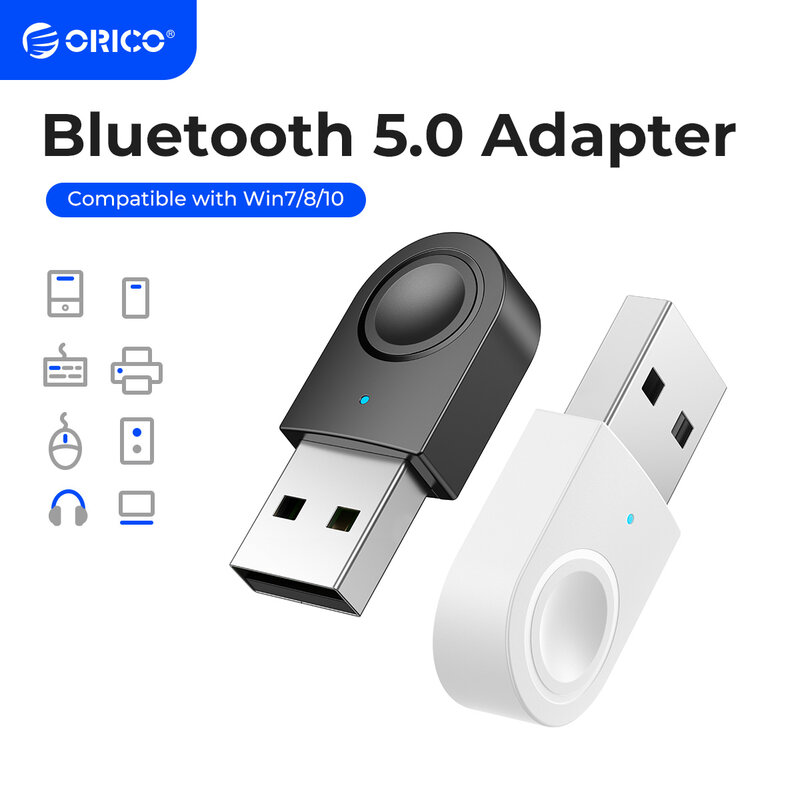 ORICO USB Dongle Bluetooth Kompatibel 5.0 Adaptor Pemancar Penerima Audio Musik Mendukung Windows 7/8/10 untuk Speaker Laptop PC