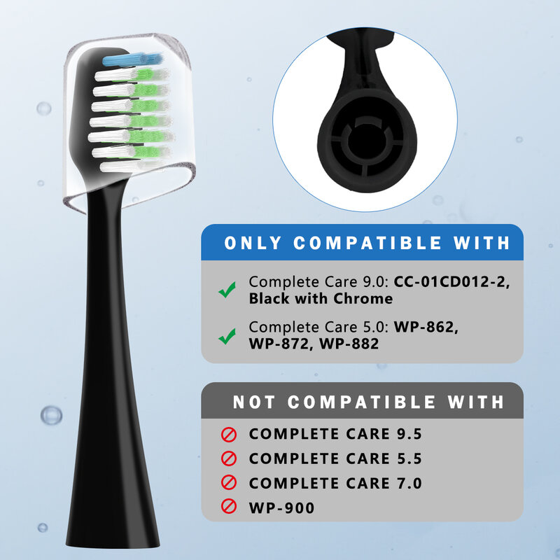 Testine di ricambio per spazzolino Sonic compatibili con Waterpik cura completa 9.0 (CC-01), 5.0 (WP-862) spazzolino elettrico, 10 conteggi