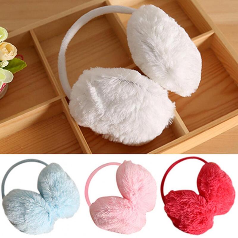 Soft Warm Solid Color Plush Knit Earmuff For Outdoor Winter Knitted Ear Warmer Accessory Gift Girl Fur Headband Behind Knitting
