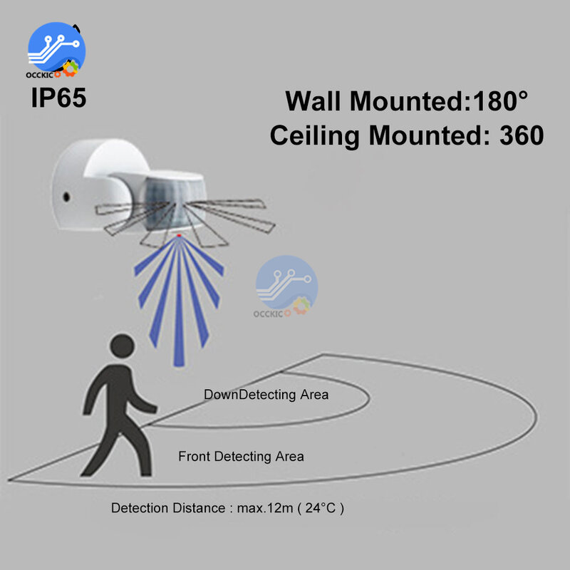 Датчик движения фонарь детектор движения Автоматический 180-360 градусов переключатель света Наружный инфракрасный датчик таймер PIR датчик движения