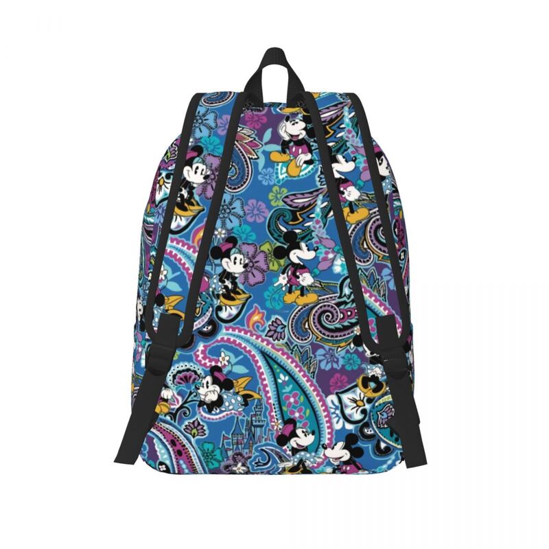 Kustom Mickey Mouse Paisley perjalanan ransel kanvas pria wanita tas Laptop sekolah tas buku mahasiswa tas Harian