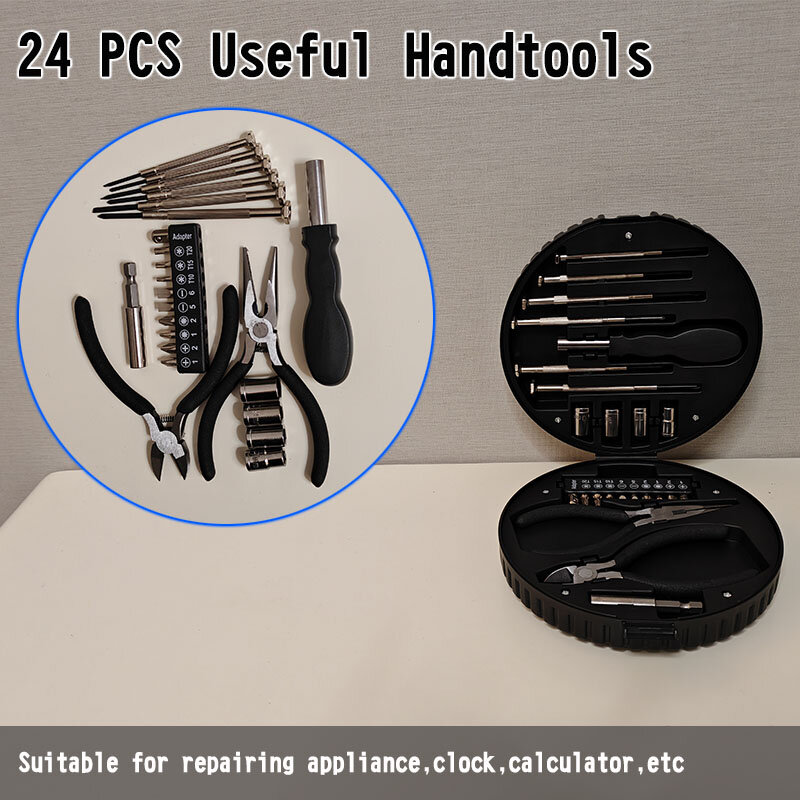 Caja de herramientas con forma de neumático, juego de herramientas de mano multifuncional, caja de herramientas de reparación, bricolaje, gran oferta, 24 en 1