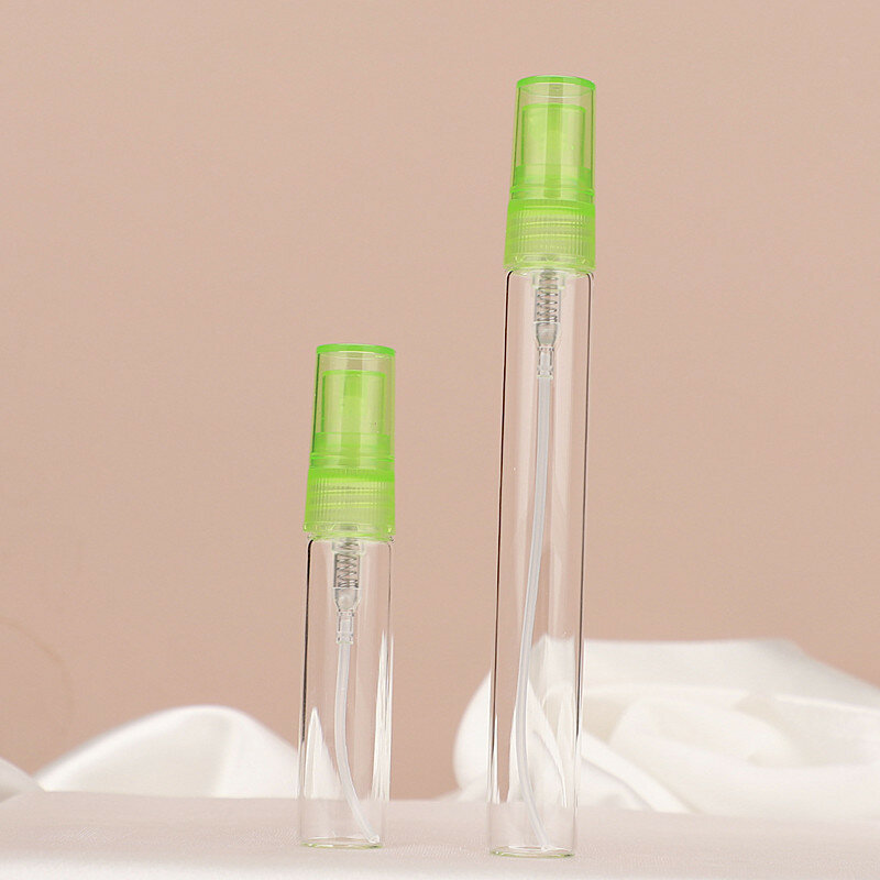 Mini botella de vidrio de Perfume de Color aleatorio, botella de cosméticos vacía, viales de vidrio finos de muestra, botella recargable, venta al por mayor, 5ml, 10ml
