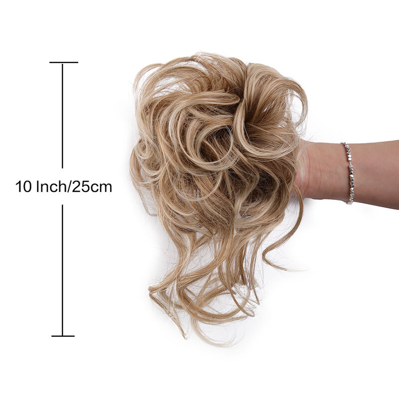 Extensões de cabelo despenteado Updo para mulheres, pedaço de cabelo bagunçado, claw clip, cabelo encaracolado, scrunchie para meninas