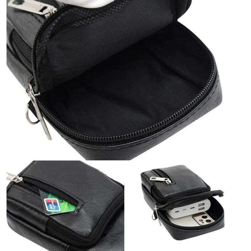 Men's PU Leather Waist Packs Bolsas Phone Pouch Bags Men Handbag Bag Small Chest Shoulder Belt Bag Trend Crossbody Bags Purse