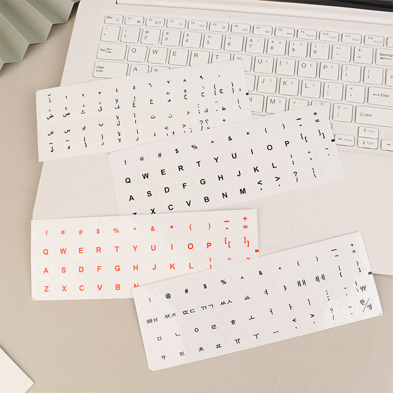ملصق لوحة مفاتيح مستدير شفاف ، واقي لوحة مفاتيح روسي كوري ، عربي ، ملصقات ضد التآكل من كلوريد البولي فينيل