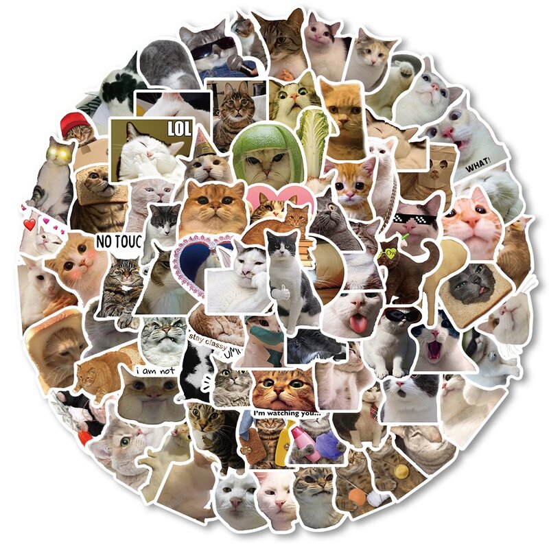 Pegatinas de animales de gato, calcomanías Kawaii para álbum de recortes, cuaderno, equipaje, portátil, monopatín, juguete, 10/50/100 piezas