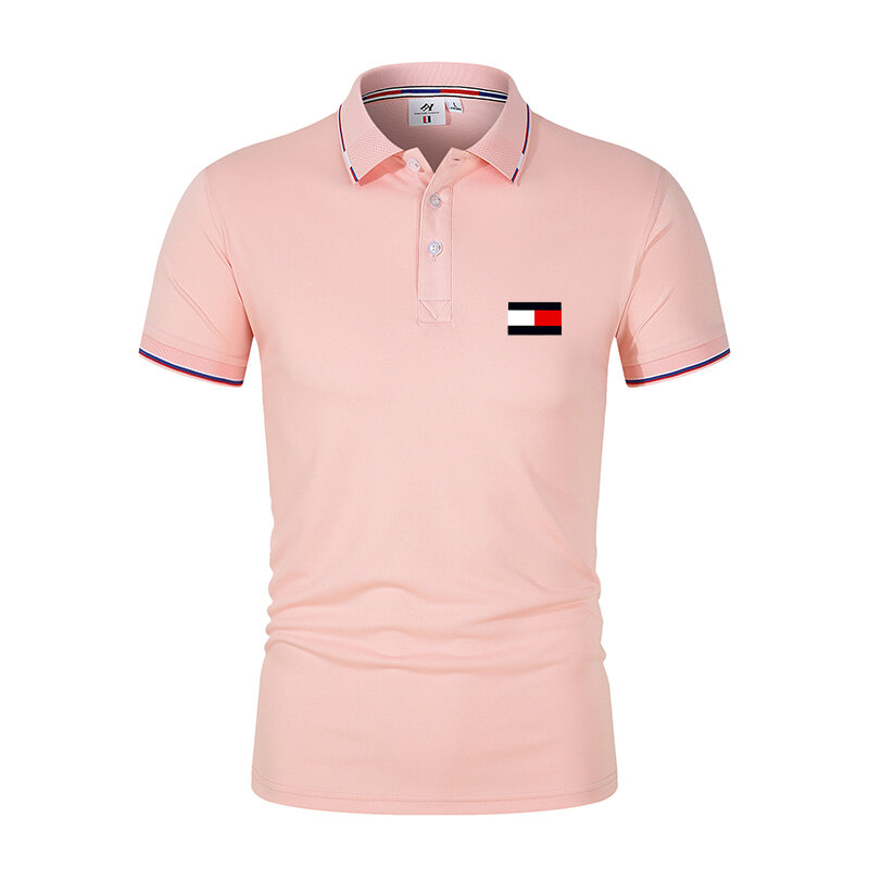 Мужская Повседневная рубашка-поло, одноцветная приталенная рубашка, летняя мода, мужская одежда с изображением башни, новая мода, 2024