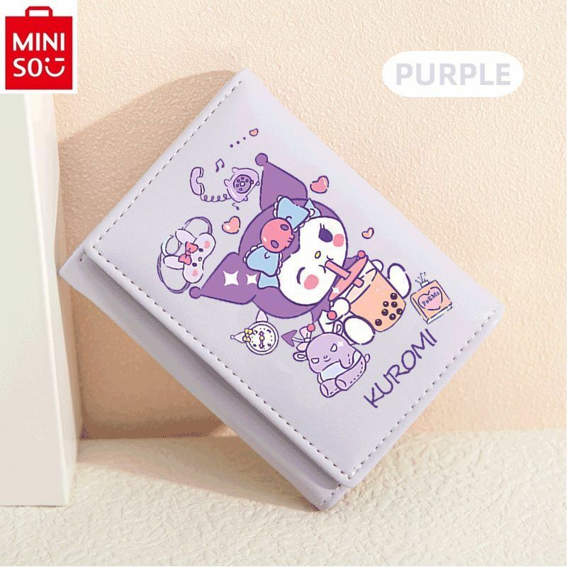 Carteira Miniso-Sanrio para desenhos animados feminina, Hello Kitty, Kuromi, Hello Kitty, simples, doce, leve, multifuncional, carteira zero infantil
