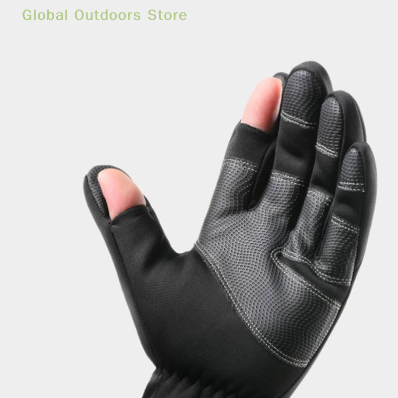 Зимние рыболовные перчатки с двумя пальцами, водонепроницаемые ветрозащитные велосипедные перчатки