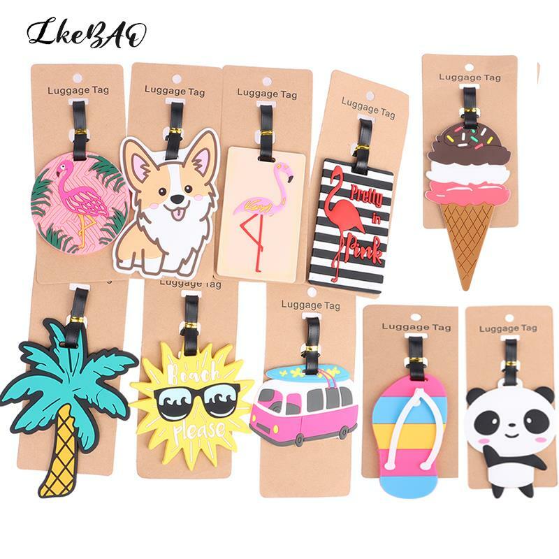 1PCS Luggage Tag Creative Cartoon Suitcase Fashion Style Silicon Luggage Name ID Address Label Portable Travel Accessories Label
