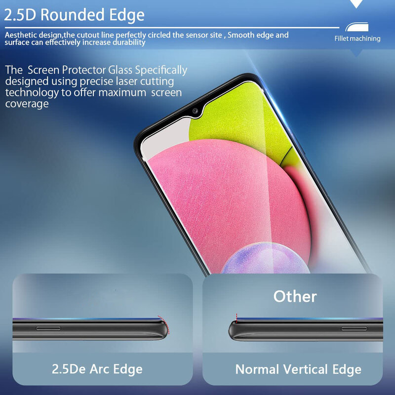 Lot de 2 ou 4 films protecteurs d'écran en verre, pour Samsung Galaxy A03 A03s Core A03Core