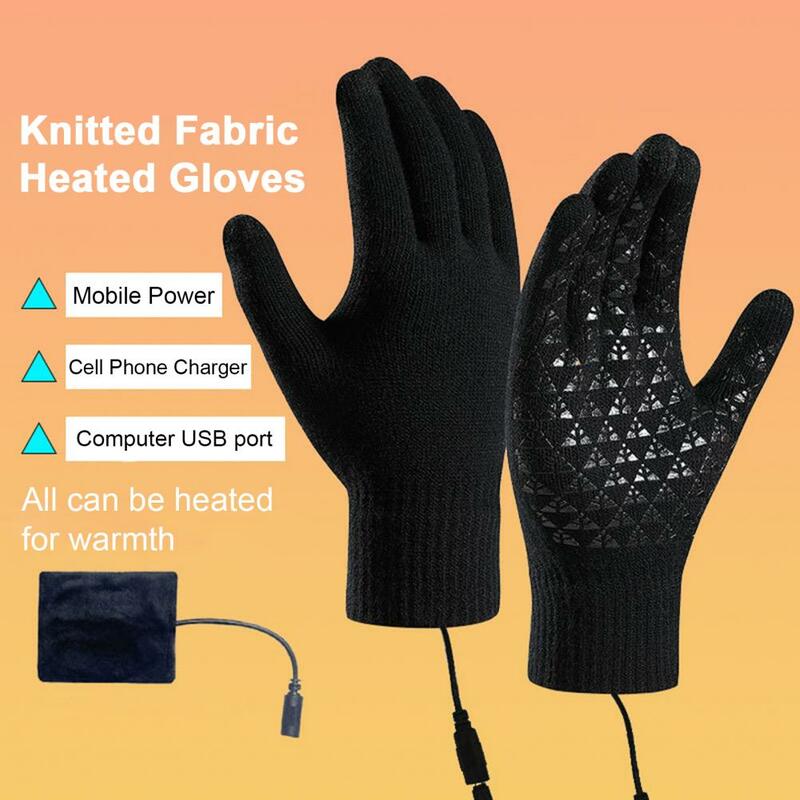 Damska elektryczna rękawica do ogrzewania rękawiczek podgrzewacz na pełne palce z ekranem dotykowym USB rękawiczki z dzianiny ogrzewacz dłoni jazdy na nartach