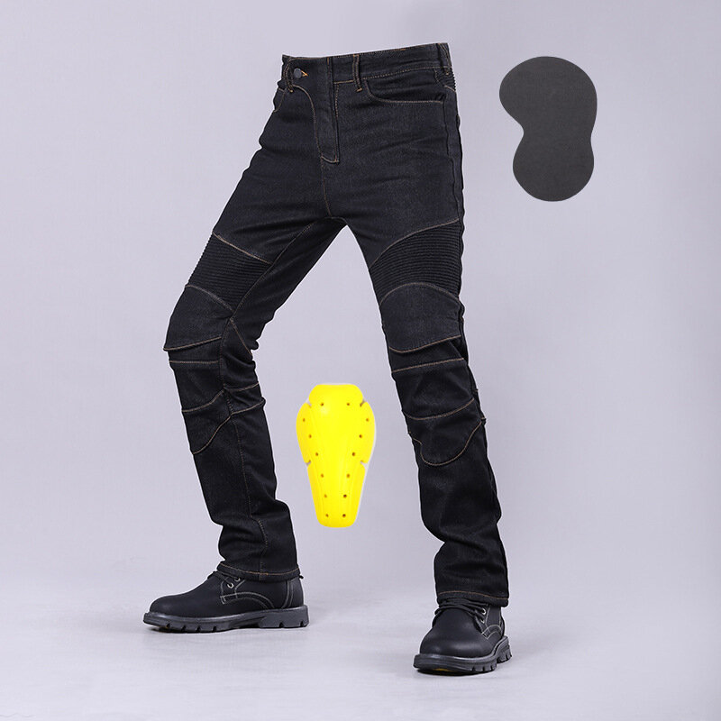 Męskie zimowe jeansy dla motocyklistów motocyklowe spodnie dżinsowe męskie Stretch oryginalne długie spodnie Off-road ochrona spodnie Plus rozmiar 5XL