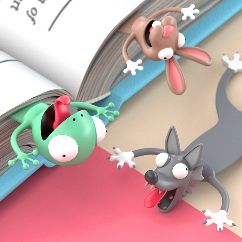 MOHAMM 1 pezzo divertente 3D stereoscopico cartone animato animale segnalibro per gli amanti della lettura studente forniture scolastiche bel regalo