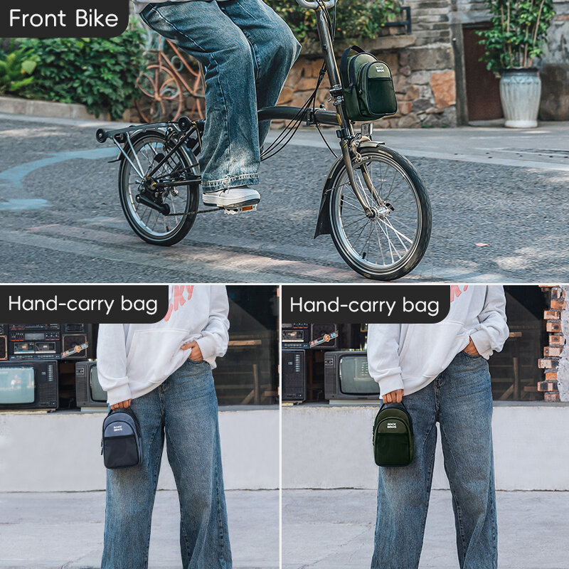 ROCKBROS Folding Bike Front Bag 1.8L Capacity Storage Portable Bag Compact Size Waterproof Commute Bag Cycling Bicycle Frame Bag