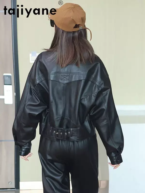 Tajiyane女性のジャケット春2021ショートバイカーのジャケットコート女性チャケータcueroののmujer Pph4453